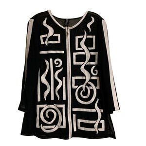 Berek Transparent Faux Leather Mesh Black Zipper Front Jacket Coat Size Large